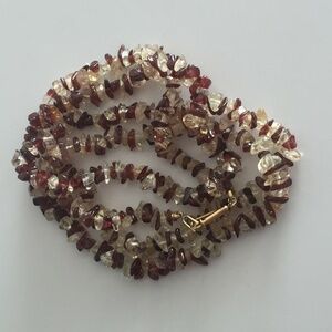 Polished Gemstone Necklace Strand Semi Precious Stones Chips Natural Brown 32in.